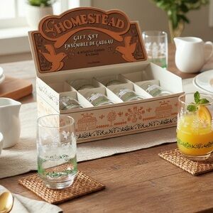 New Old Stock Vintage 70’s Set of 8 St Clair Homestead 11 oz. Drinking Glasses